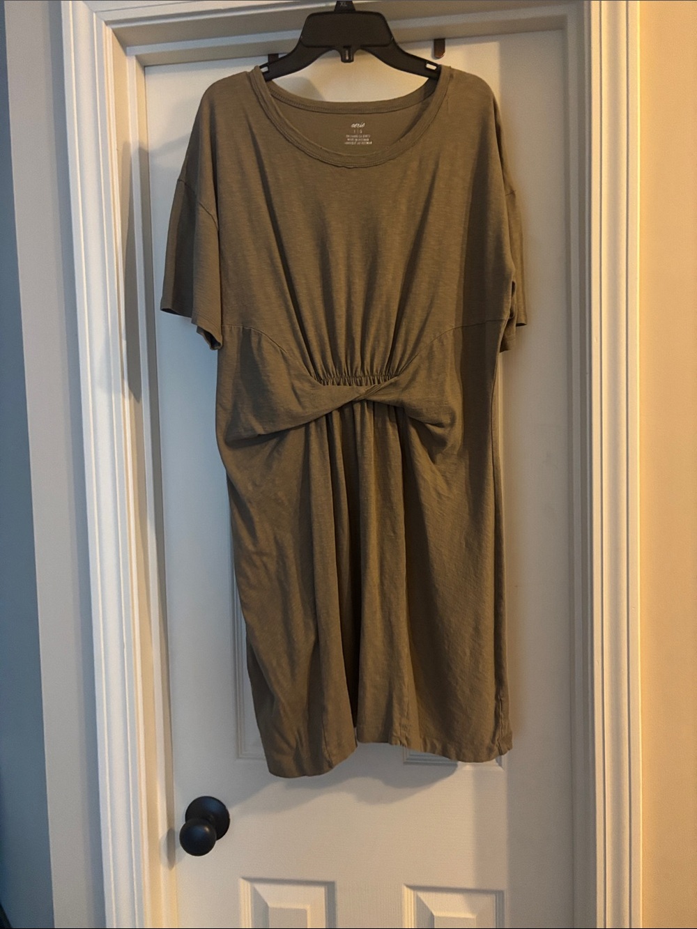 Aerie Everyday Twist-Front Midi Dress - Olive large